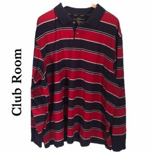 Club Room Long Sleeve Polo EUC 3XLT Red/White/Blue